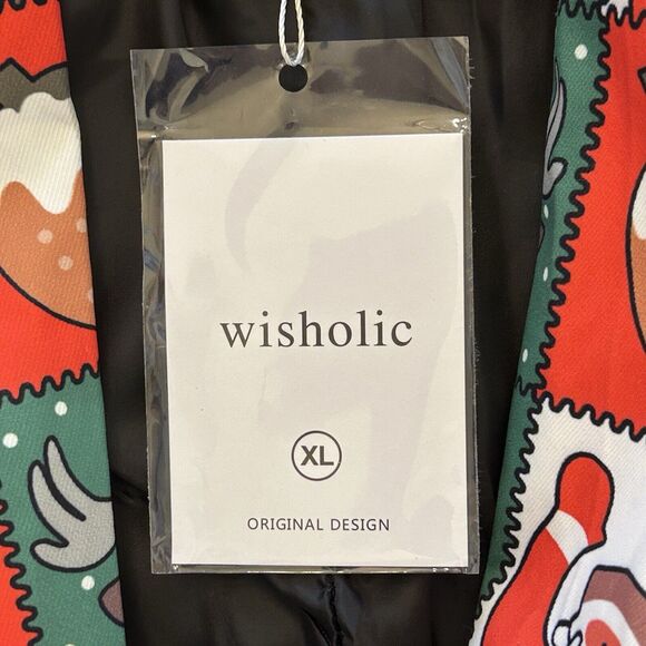 Wisholic Santa Claus Print One Button Blazer Jacket‎ Mens Sz XL Red Green NEW - Picture 4 of 10